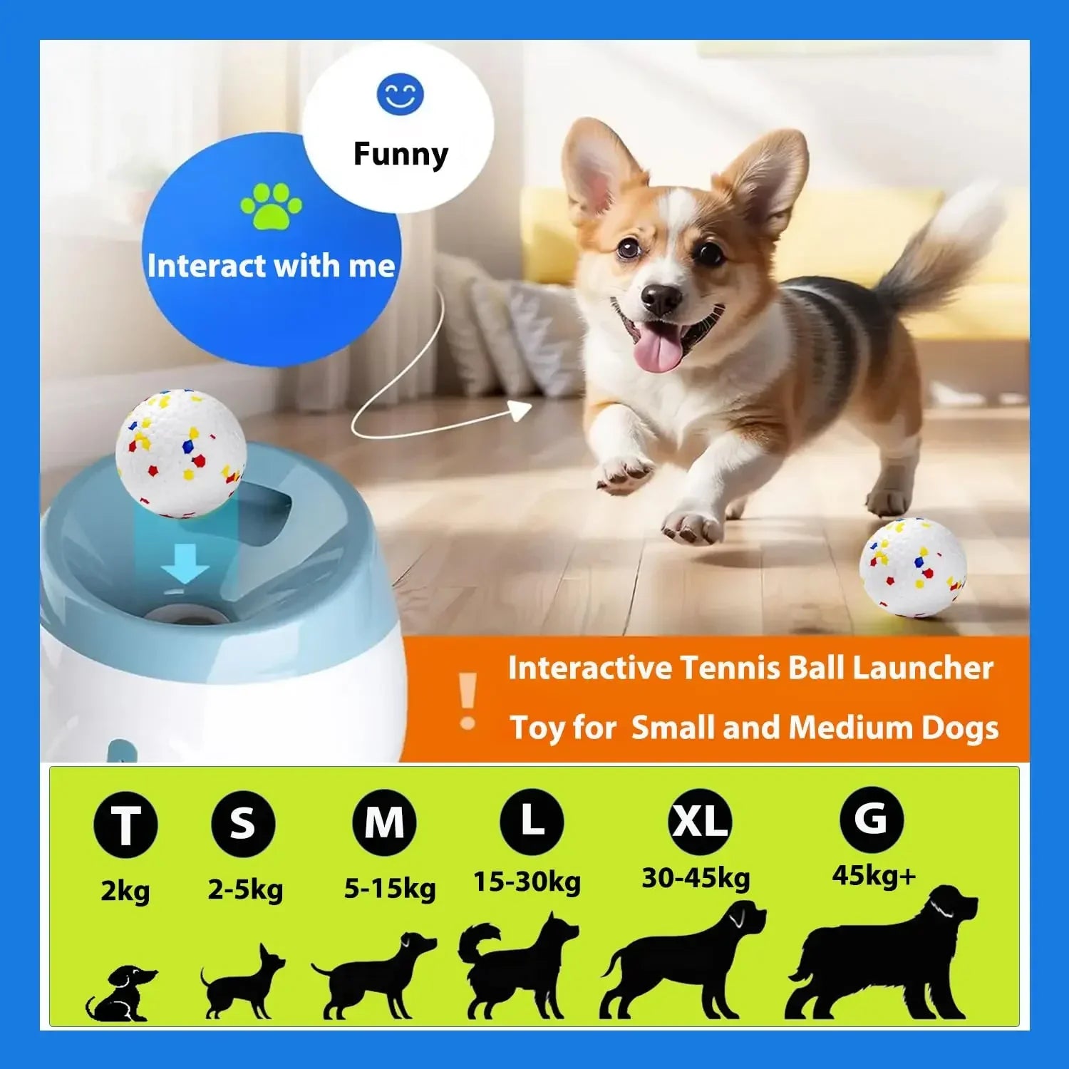 Automatic Dog Tennis Ball Launcher – Rechargeable Interactive Ball Throwing Machine for Small & Medium Dogs